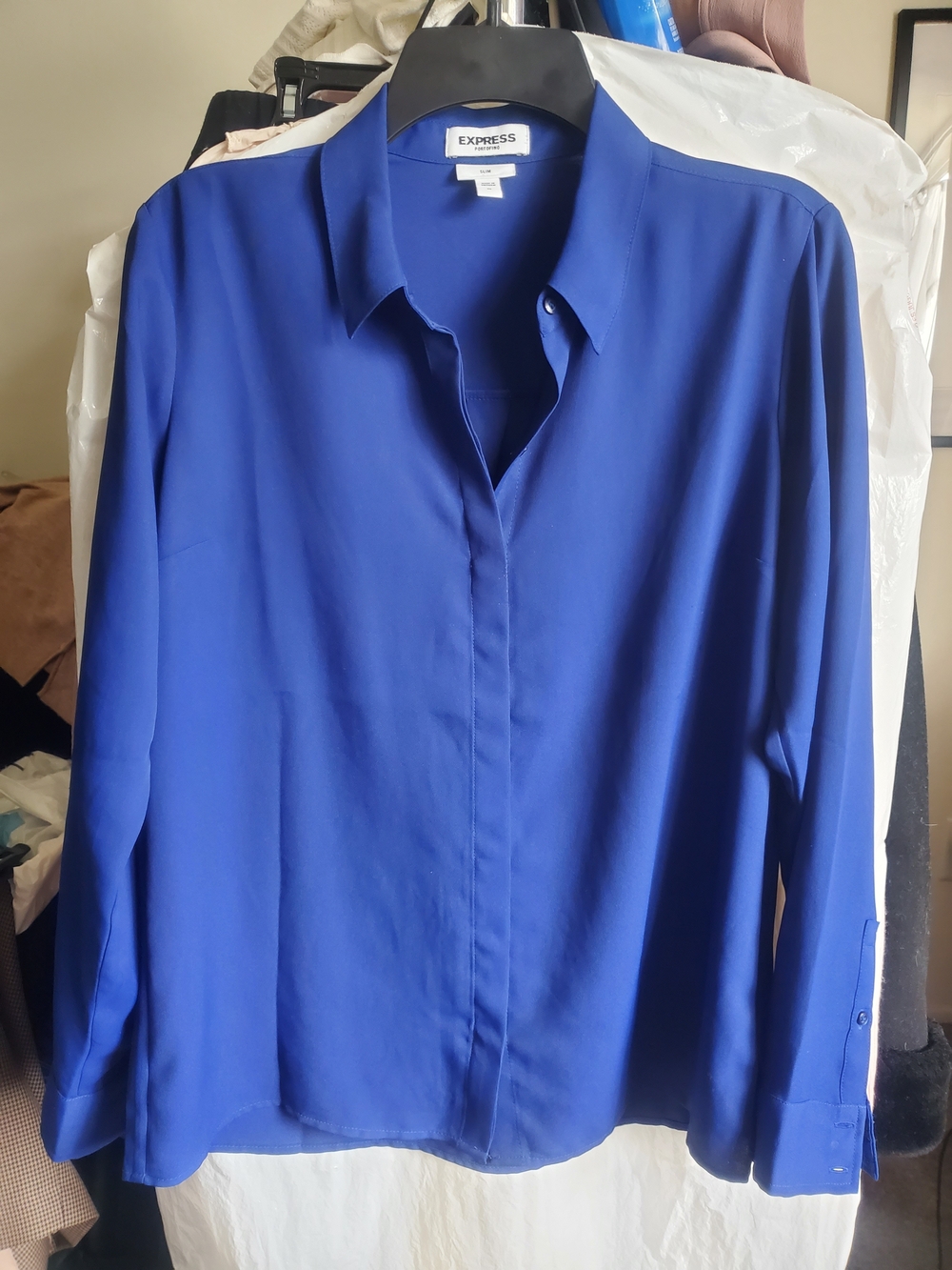 Express Portofino Slim Royal Blue Shirt